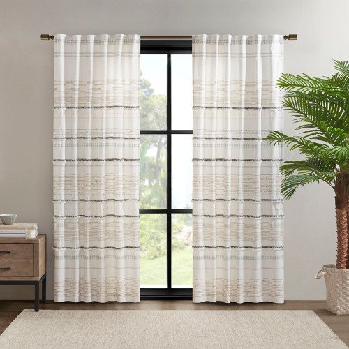 Cotton Printed Curtain Panel with tassel trim and Lining