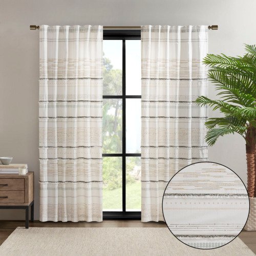 Cotton Printed Curtain Panel with tassel trim and Lining - Image 7