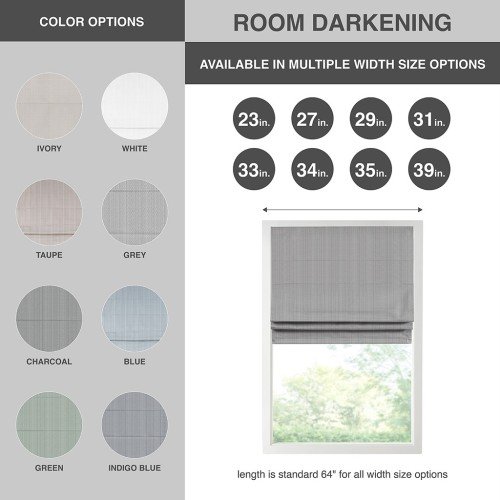 Basketweave Room Darkening Cordless Roman Shade - Image 2
