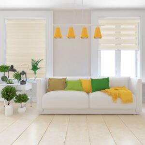 Blinds Cordless Zebra Roller Shades 22"W x 60"H, Cream Horizontal Window Blinds