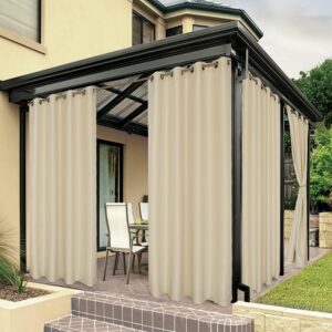 Waterproof Outdoor Curtains for Patio, Premium Thick Privacy Weatherproof Grommet Outside Curtains for Porch, Pergola,