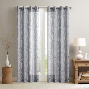 Grommet Top Sheer Bird on Branches Burnout Window