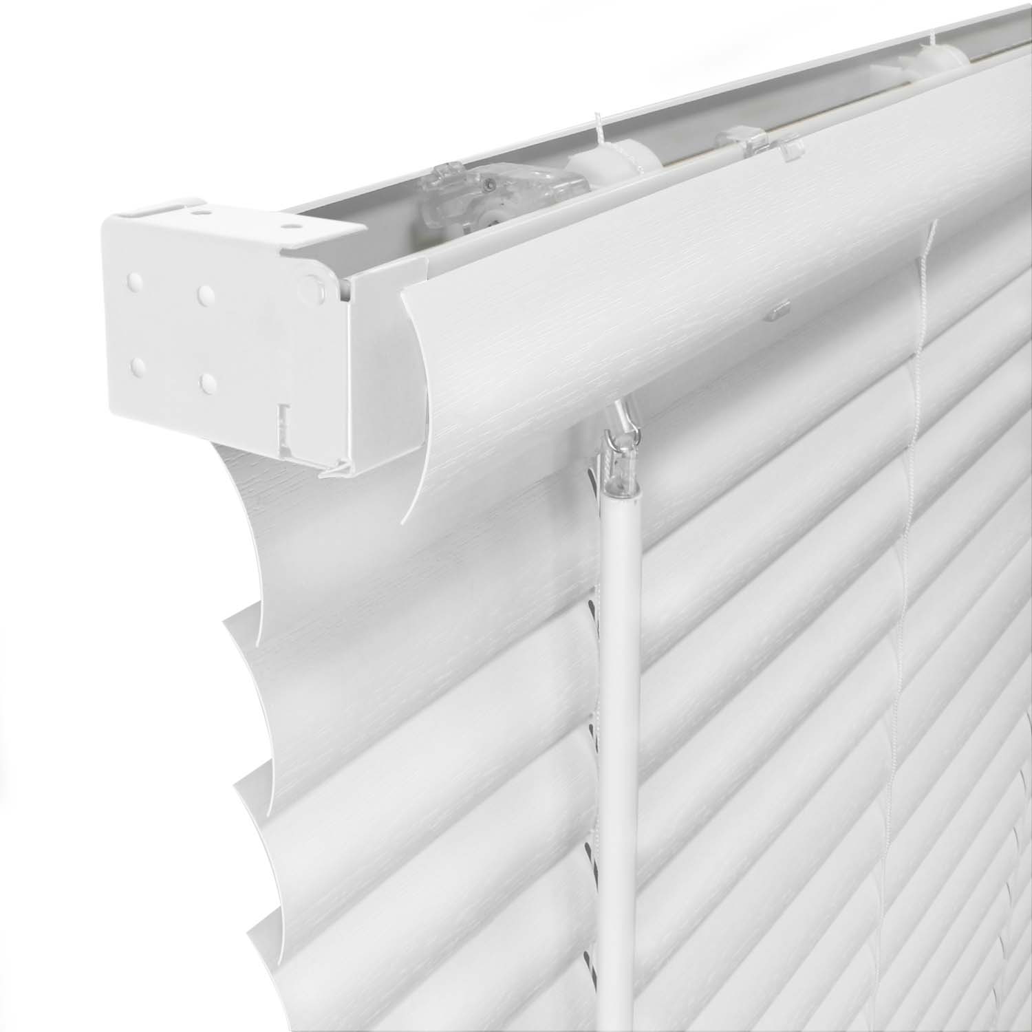 White Cordless Faux Wood Blinds with 2 in. - Image 4