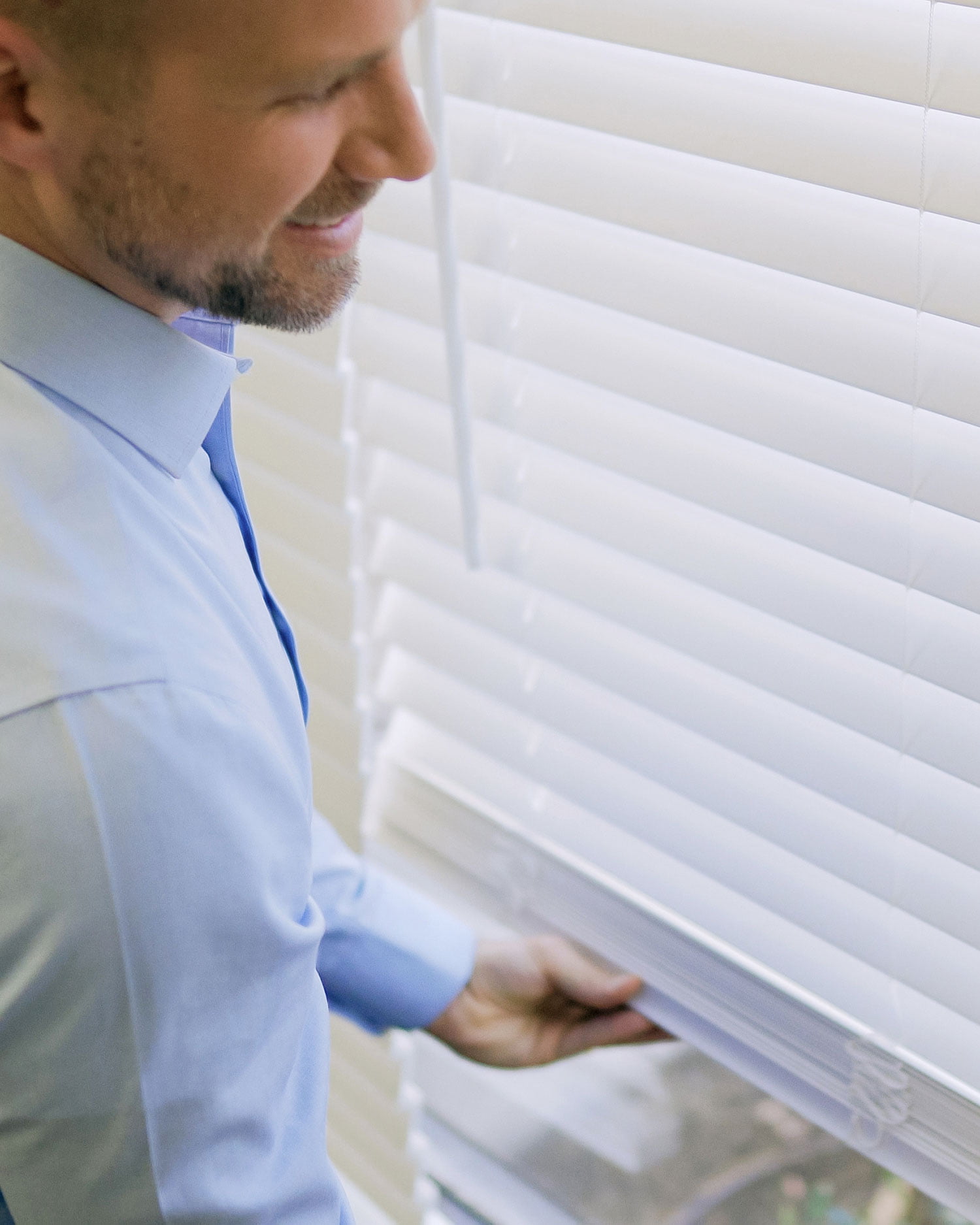 Faux Wood Blinds Basic White (Room Darkening) 12"W X 60"H - Image 10