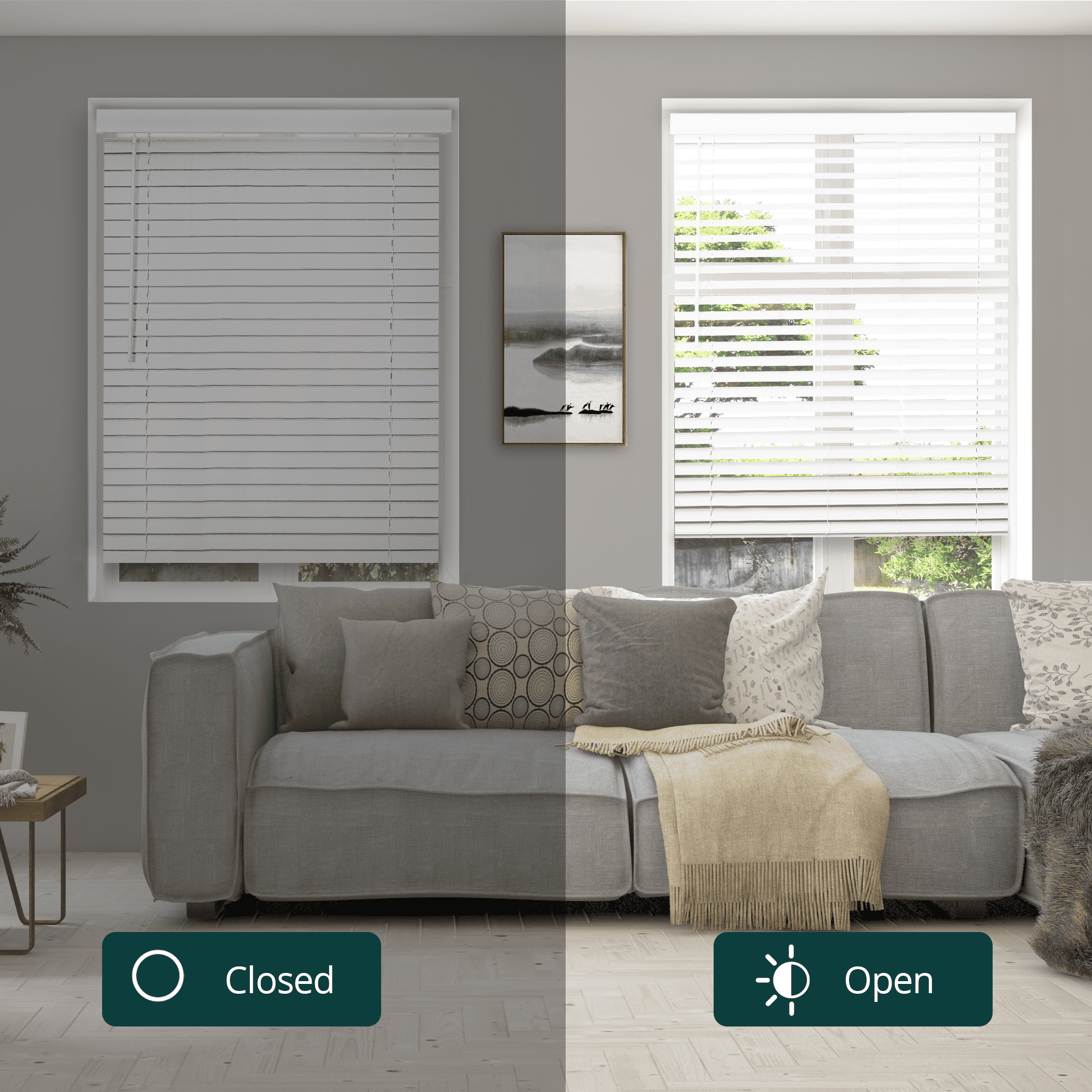 Faux Wood Blinds Basic White (Room Darkening) 12"W X 60"H - Image 8
