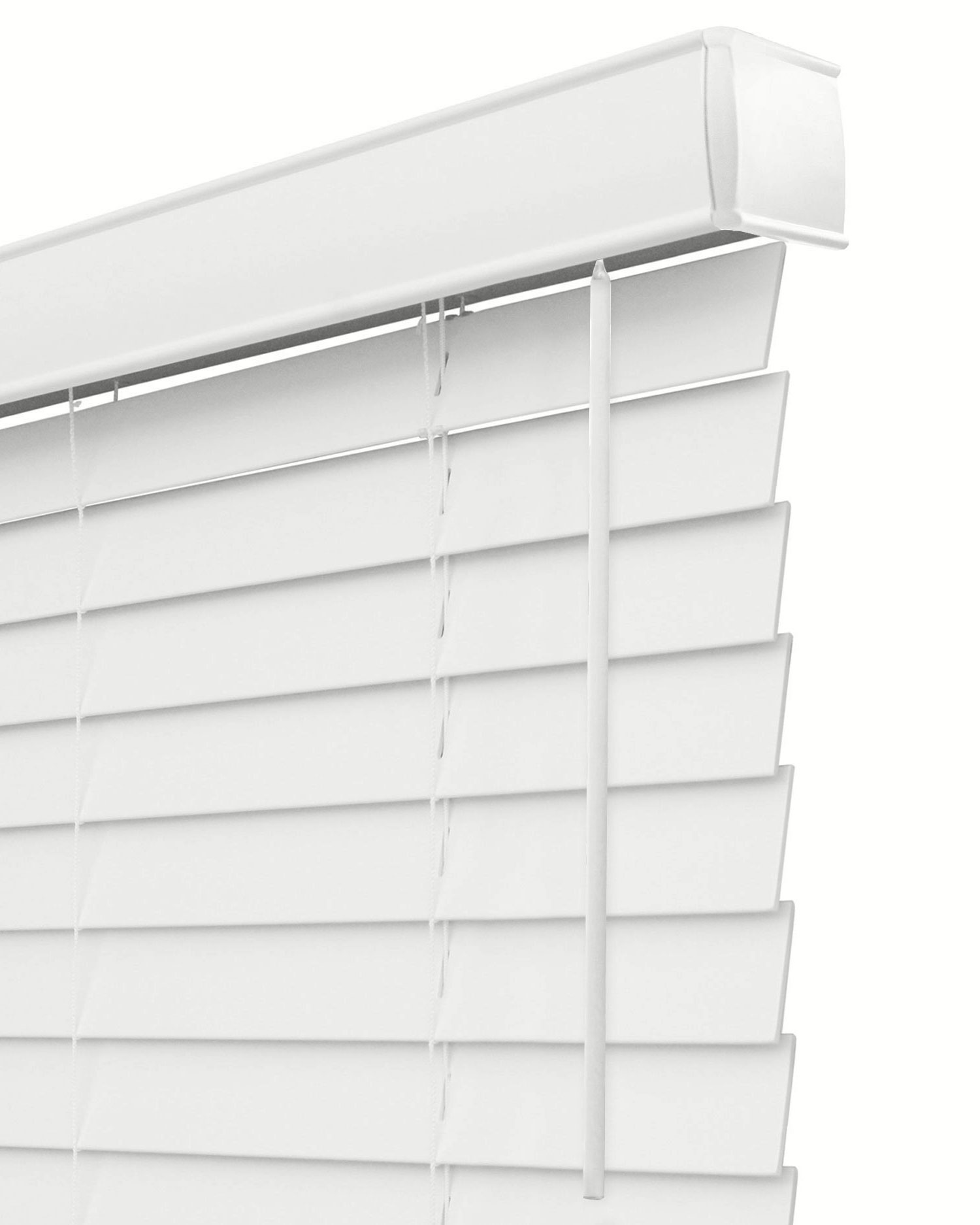 Faux Wood Blinds Basic White (Room Darkening) 12"W X 60"H - Image 4
